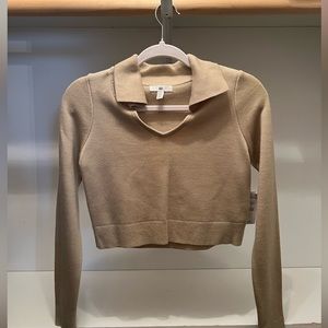 Nordstrom BP Collared Cropped Tan Sweater